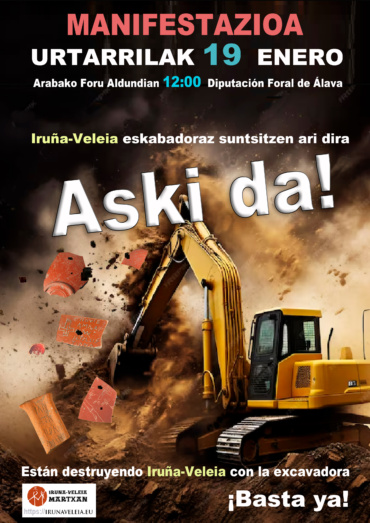 MANIFESTAZIOA urtarrilak 28 enero ¡¡Las excavadoras de la Diputación de Alava están destruyendo Iruña-Veleia sin parar!!