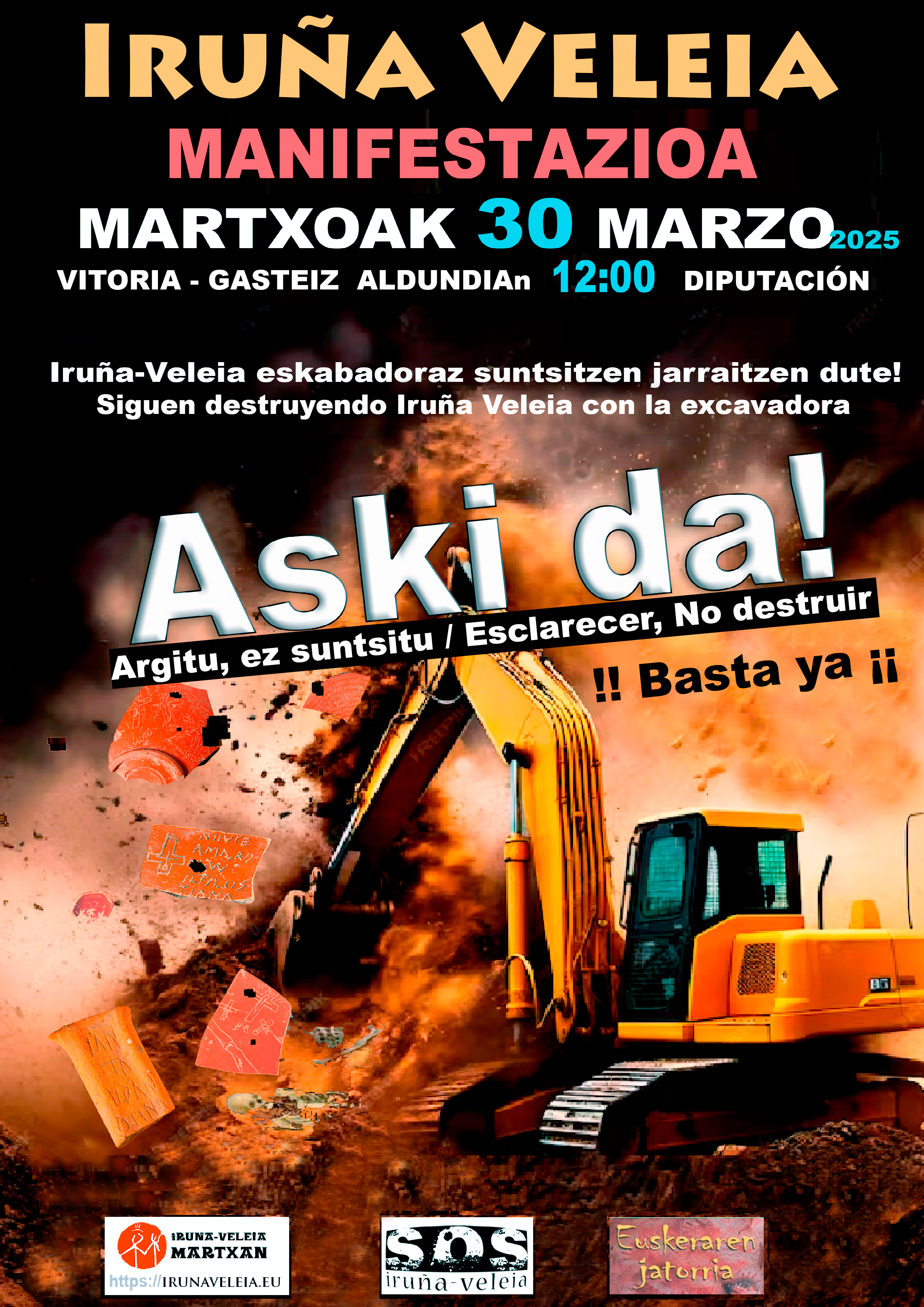 MARTXOAK 30 MARZO 2025 ¡Para parar la destrucción, ven a la manifestación! / Suntsiketari aurre egin, manifestaziorarekin bat egin!